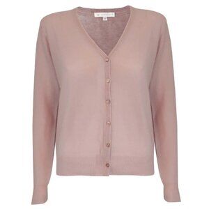 LEMONWOOD 100% cashmere powder pink button up classic cardigan